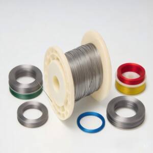 Close-up of medical-grade Nitinol wire showing flexibility and shape memory properties for surgical applications