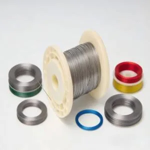 Close-up of medical-grade Nitinol wire showing flexibility and shape memory properties for surgical applications